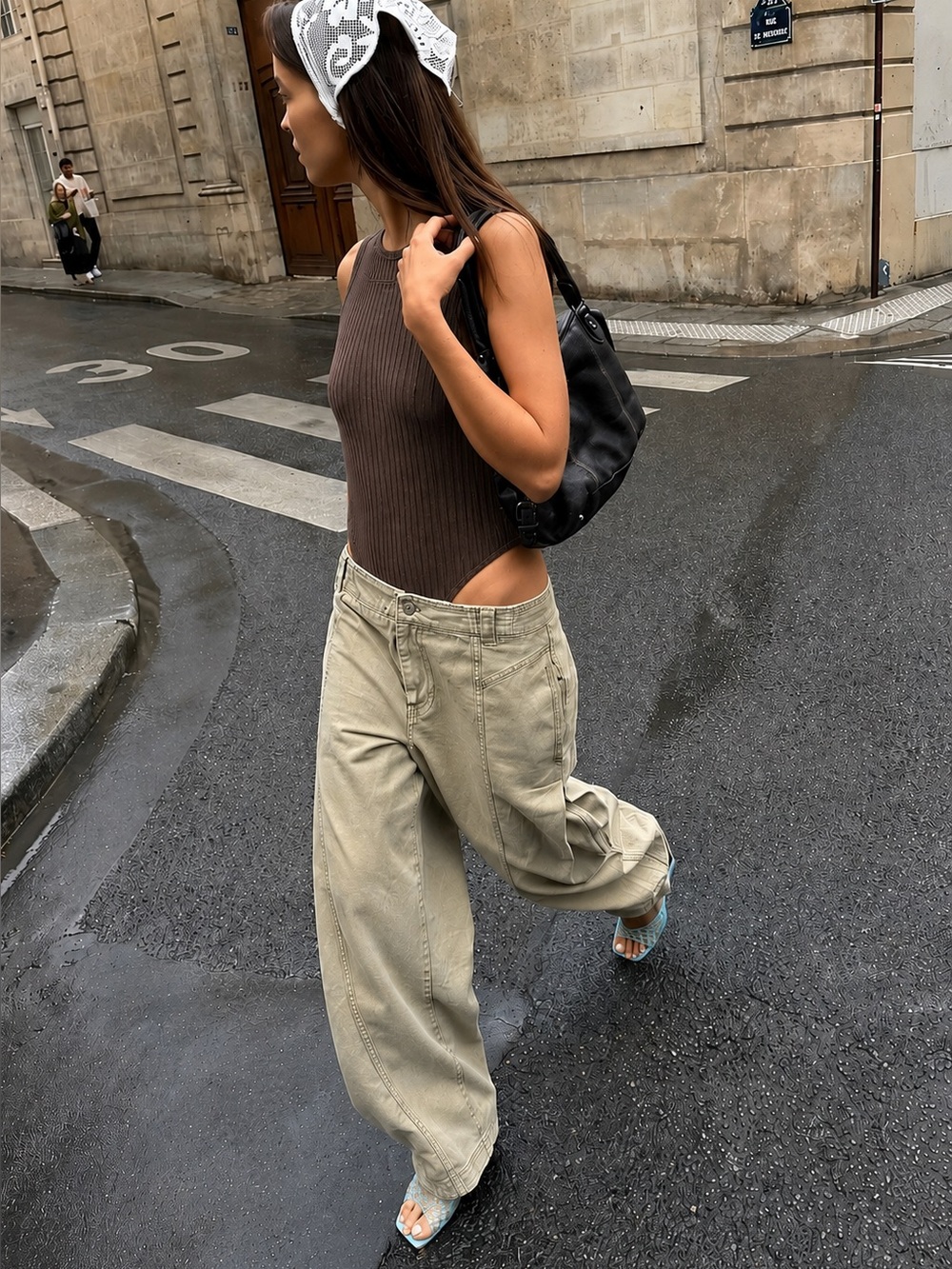 75. Nasty Gal Ribbed Tank Bodysuit in Dark Brown